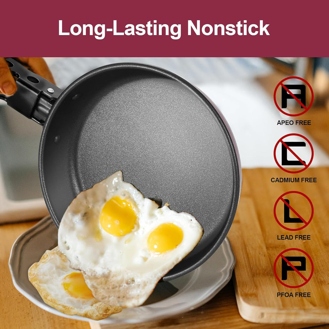 Odoland 5pcs Camping Geschirr Set, Antihaft-Leichtgewicht Topf Pfanne Kettle Set mit einem abnehmbar