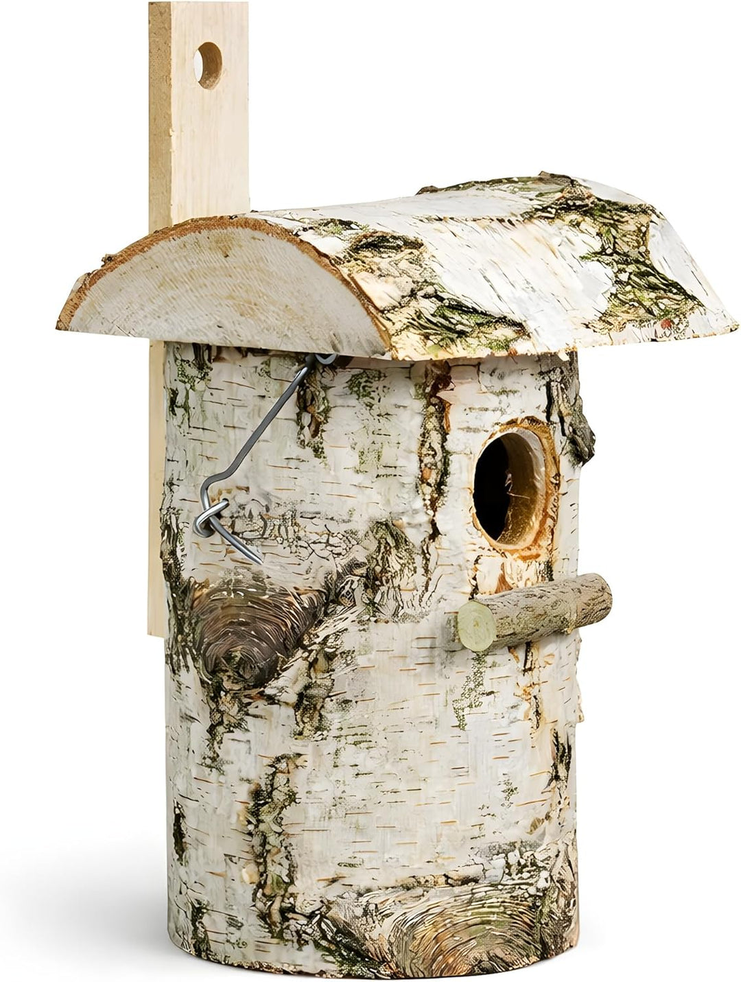 Nistkasten aus Birkenholz als natürlicher Brutkasten für kleine Vogelarten mit Einflugloch Ø 32 mm u