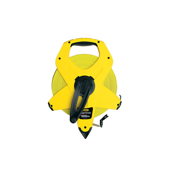 Stanley Rahmenbandmass Power Winder Fiberglas (100 m Länge, 13 mm Breite, ergonomisch, Genauigkeitsk