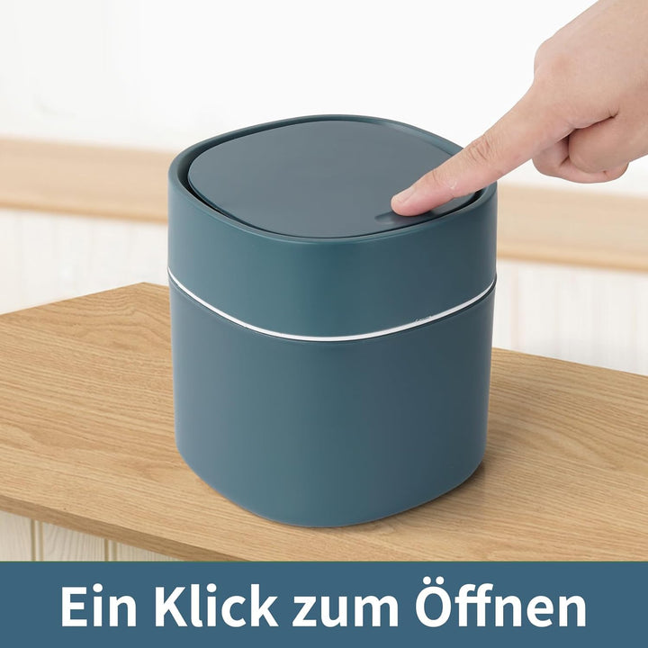 Tischabfalleimer mit Deckel 2L mit Müllsäcken 180 Stück, Mini Tischmülleimer für Den Waschtisch Küch