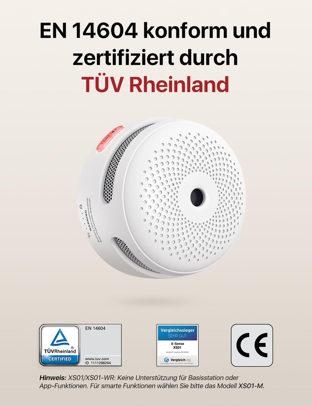 X-Sense Rauchmelder Mini Feuermelder mit 10 Jahren Batterielaufzeit, TÜV und EN14604 Zertifizierter