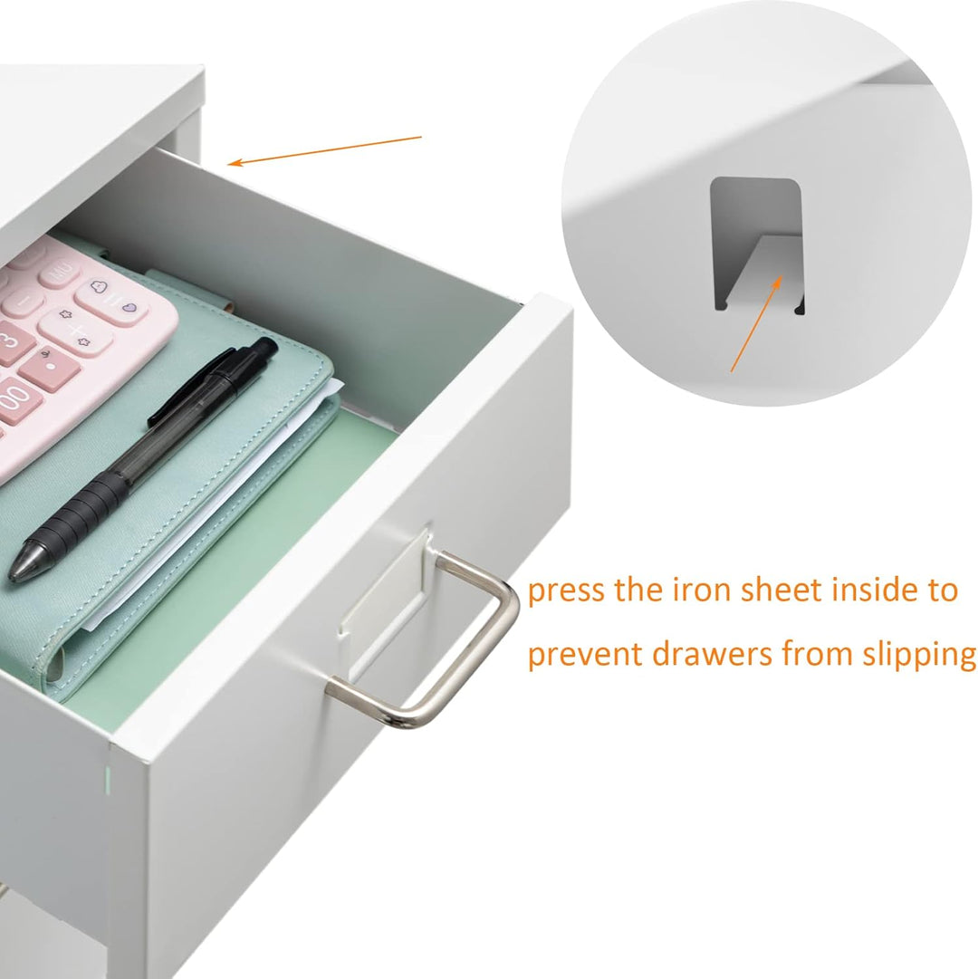 HollyHOME Mobiler Aktenschrank mit 3 Schubladen, rollbarer Aktenordner unter dem Schreibtisch, Aufbe