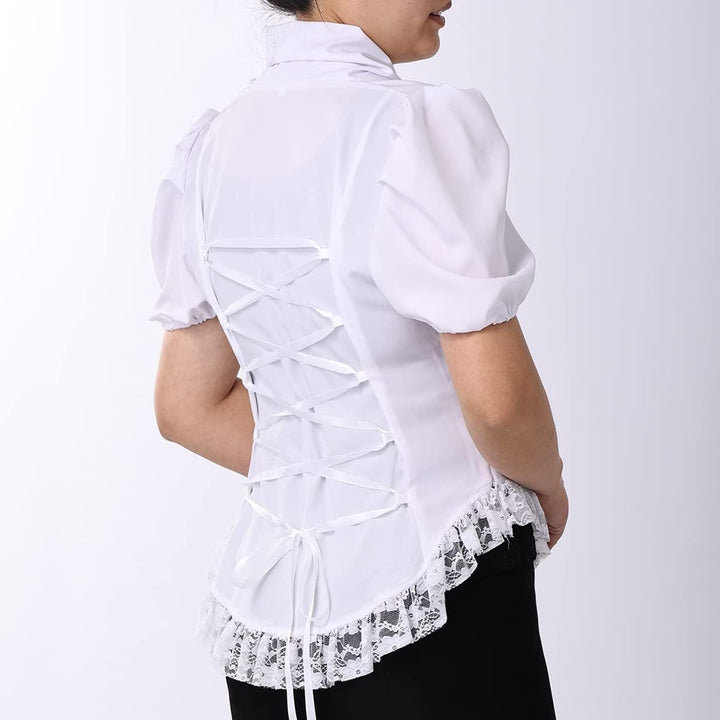 Damen Viktorianisches Korsett Tops Shirts Gothic Steampunk Schnür Bluse