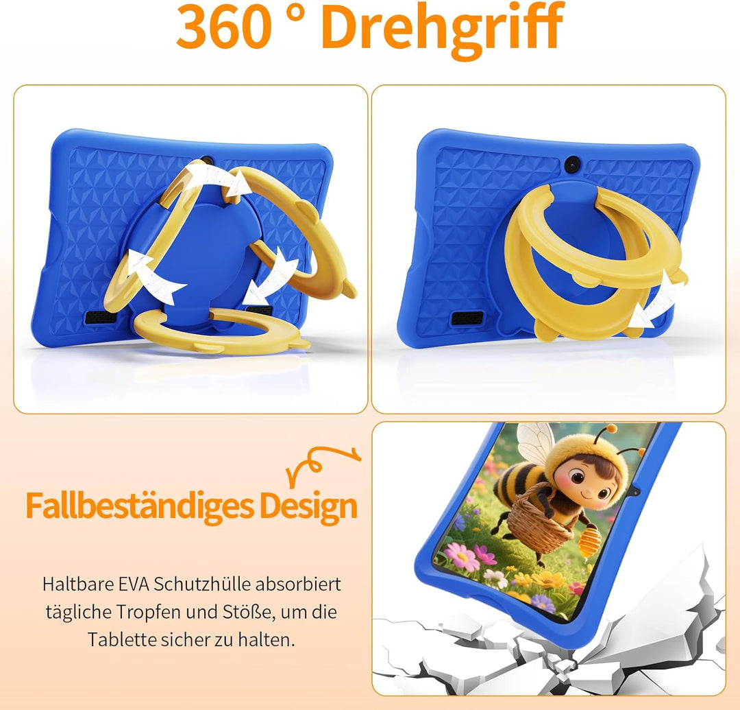 DigiLand 10,1-Zoll-Kinder-Tablet, Android 15-Tablets mit Schutzhülle, RAM 6GB + ROM 32GB, 1280 * 800