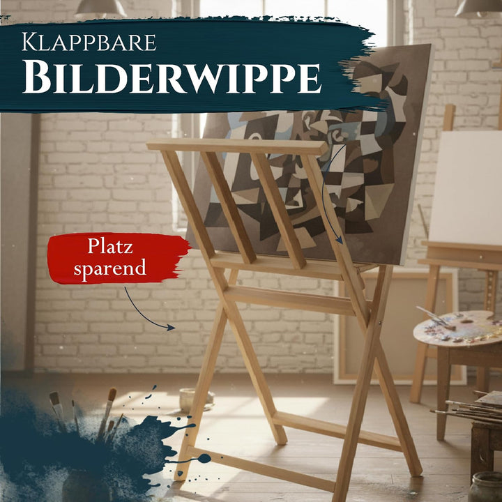 Artina Bilderwippe Bilderständer aus Buchenholz klappbarer Grafik-Ständer 65x48x71 cm – Bilderkrippe