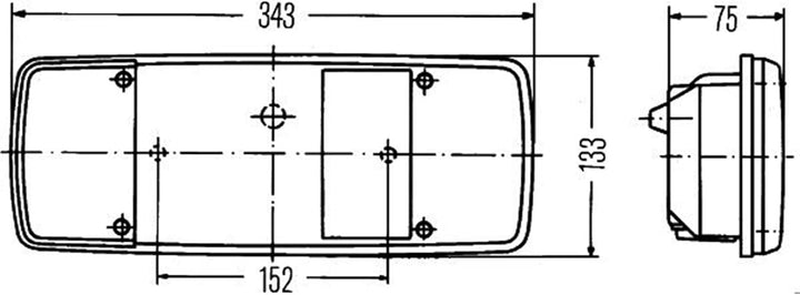 HELLA Rückleuchte - Glühlampe - 24V / 12V - Einbau/geschraubt - ECE/ADR/GGVS - Lichtscheibenfarbe: m