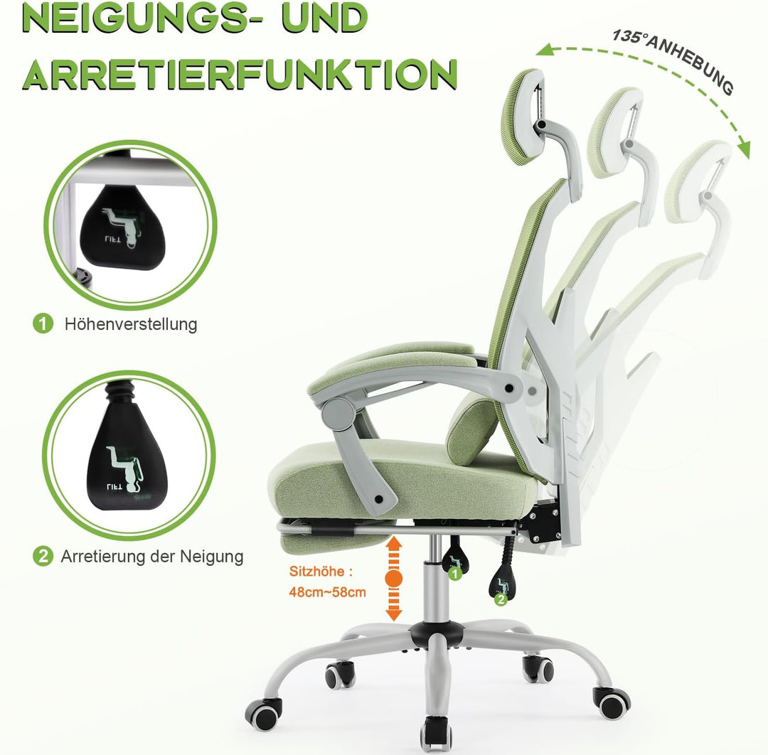DUMOS Bürostuhl Ergonomisch EIN Schreibtischstuhl mit Komfortarmlehnen Ausgestattet mit Einer Bequem