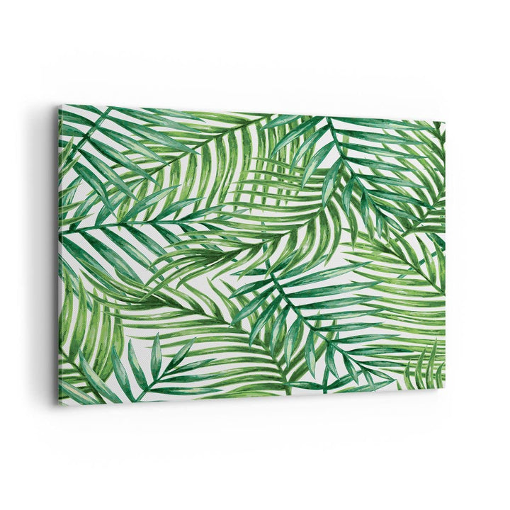 Bilder auf Leinwand 100x70cm Leinwandbild mit Rahmen Palme Blatt grün Gross Wanddeko Bild Schlafzimm