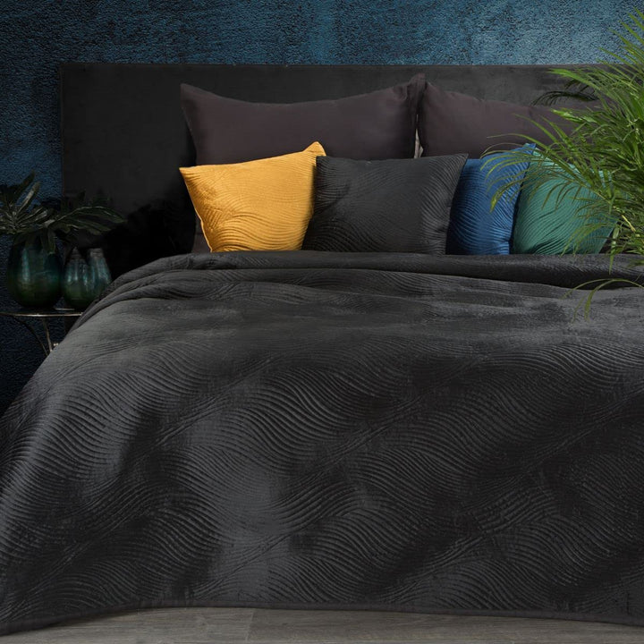 Eurofirany Zweiseitige Tagesdecke 220X240 Bettüberwurf 170x210 Steppdecke Velours Velvet Samt Samtde
