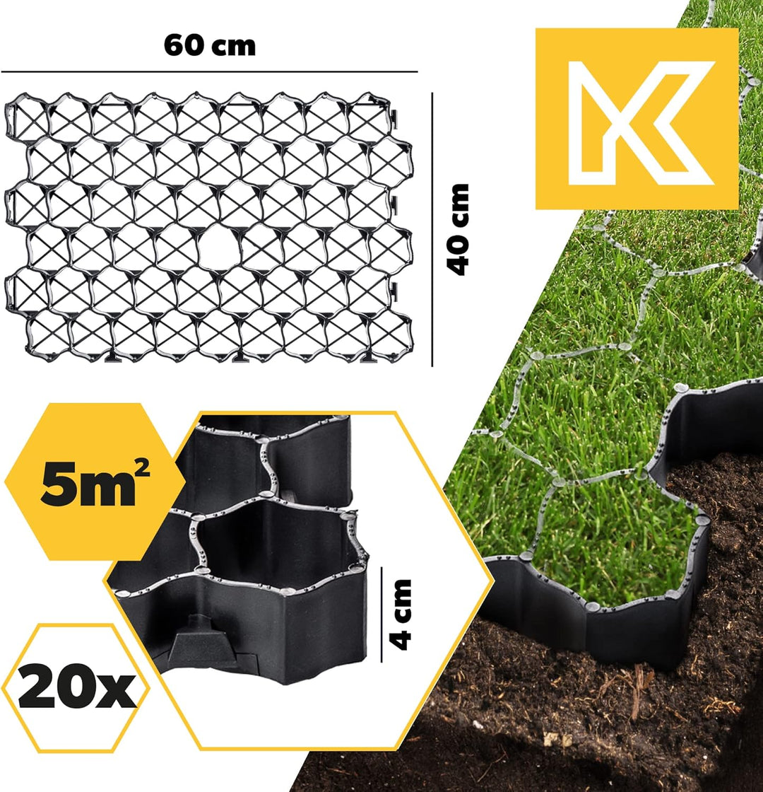 KADAX Paddockplatten aus Kunststoff, 60x40cm, 5 m², 2 Farben, Belastbarkeit bis zu 1000 t, Rasengitt
