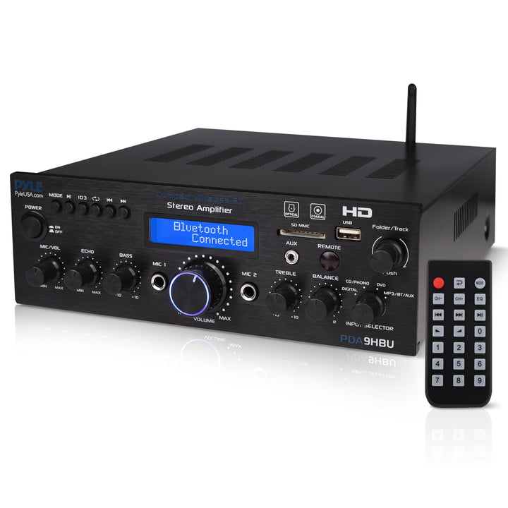 Pyle HiFi Verstärker, 200W Bluetooth Stereo Receiver mit HDMI, USB, UKW, AUX & Mic- Eingang, Mehrkan