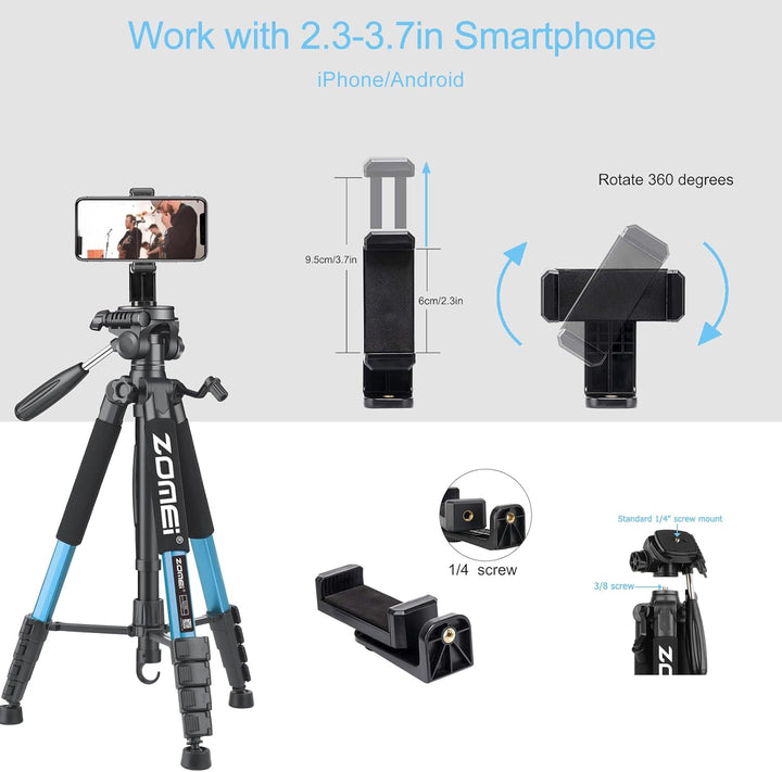 ZOMEi 188cm Stativ Heavy Duty Tall Tripod Stand, Professional Travel Video Tripod Kompatibel mit DSL