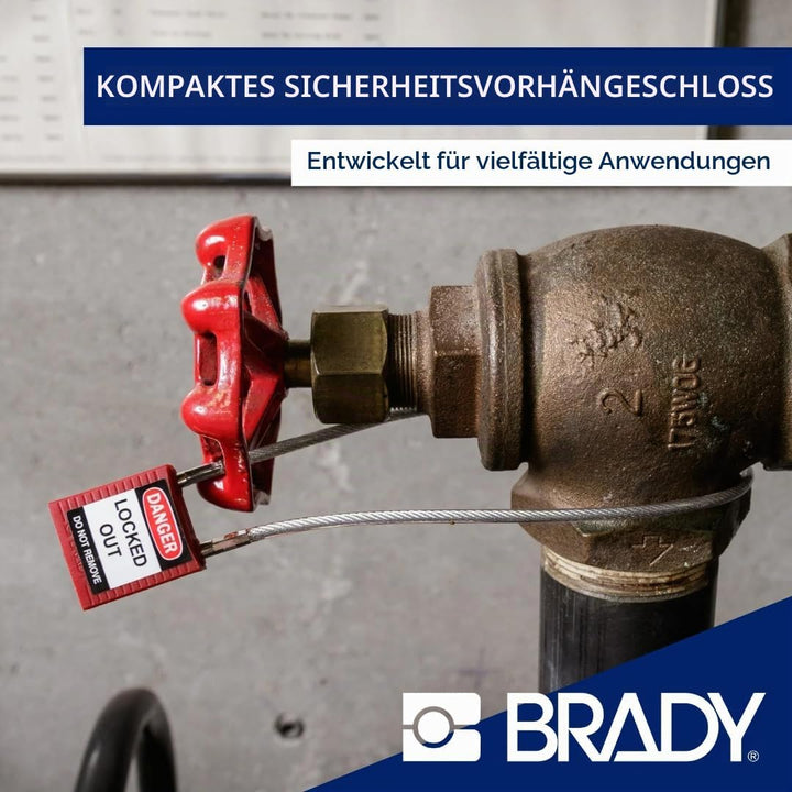 Brady Kompakte Kabel-Vorhängeschlöss 1er-Pack - Lockout Sicherheitsschloss mit Schlüssel - Vorhänges