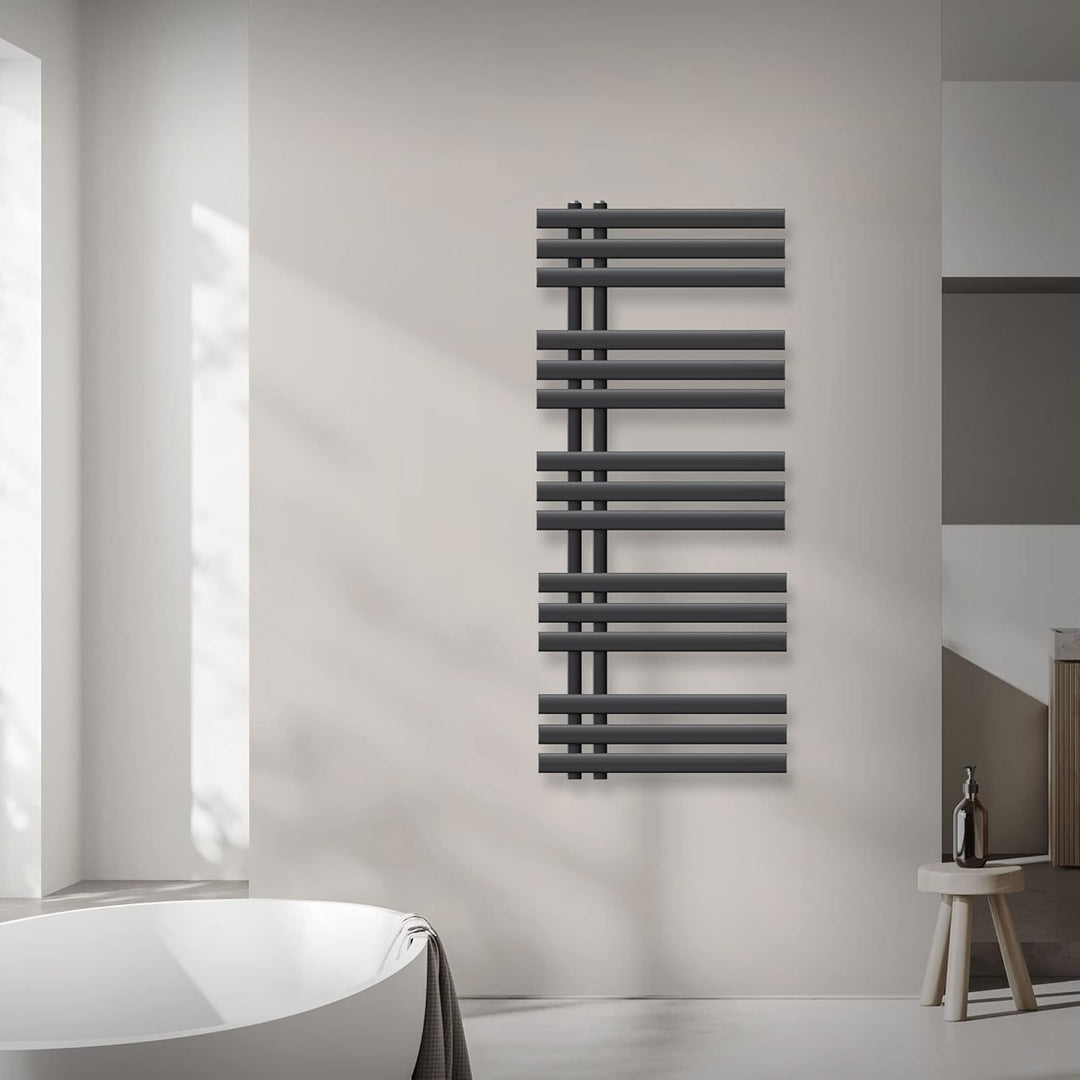ECD Germany Iron EM Design Badheizkörper Elektrisch mit Heizstab 900 W - 500 x 1200 mm - Anthrazit -