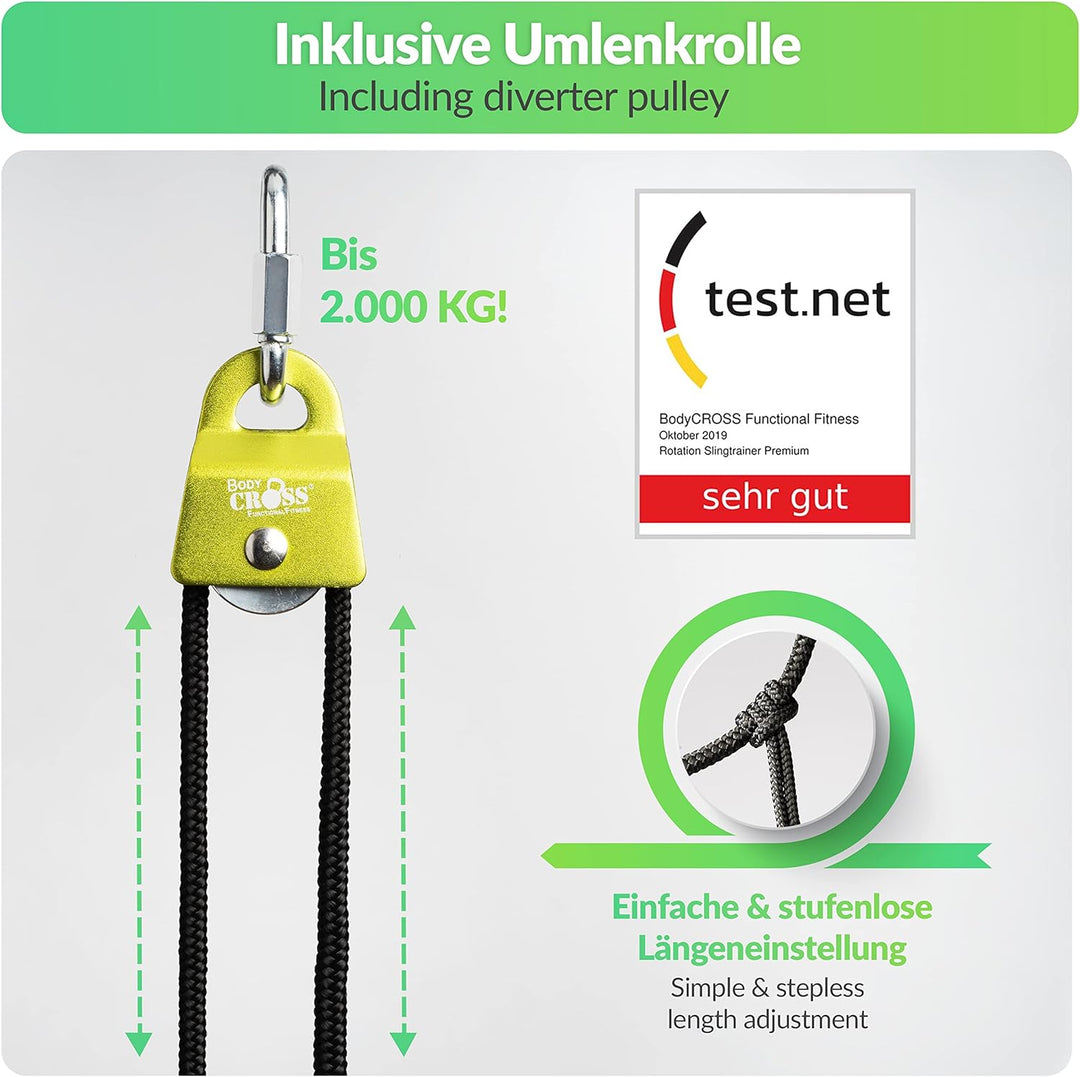 PREMIUM Schlingentrainer Komplett Set, Made in Germany, geprüft & zertifiziert, 2 Slingtrainer im Kr