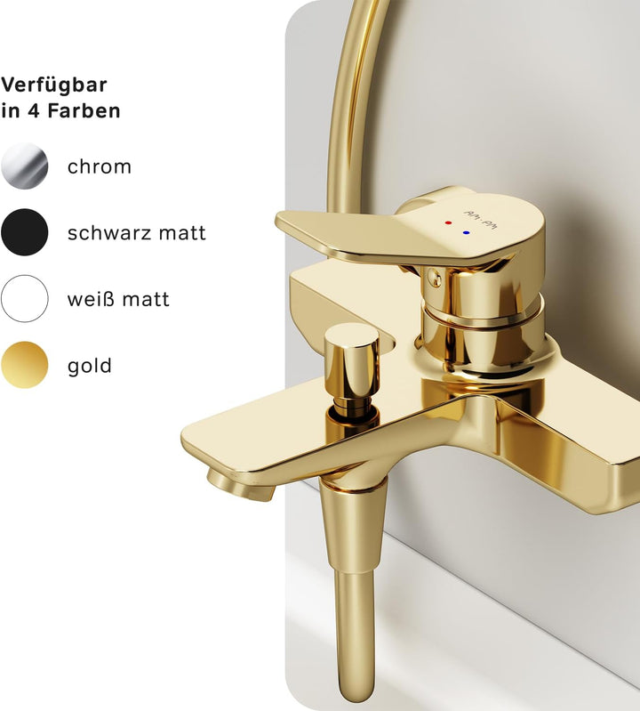 Badewannenarmatur mit Auslauf, Mischbatterie Badewanne, Brausebatterie Wanne, Einhand-Wannenbatterie