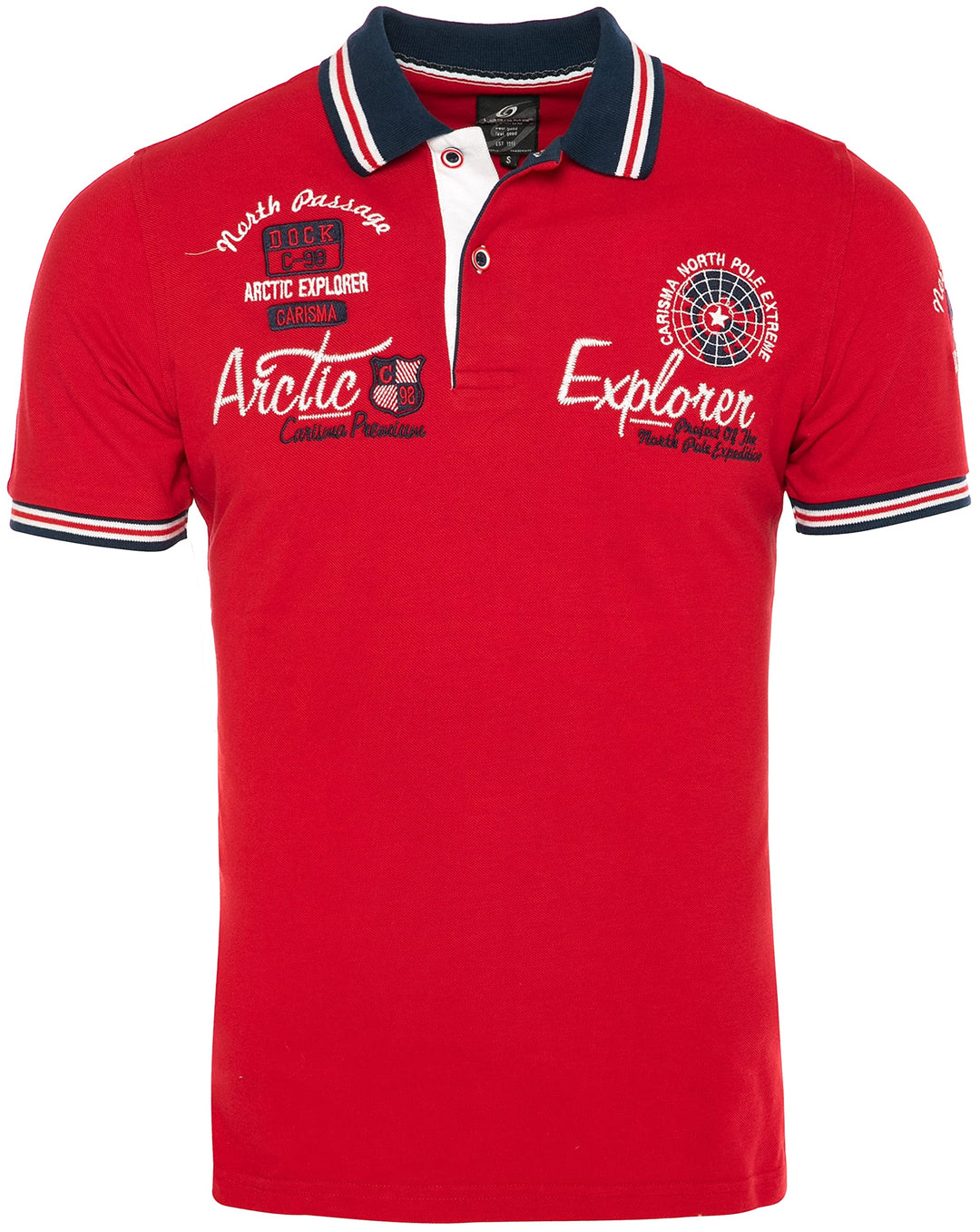 Carisma Casual Herren Poloshirt Kurzarm T-Shirt Regular Fit mit Hochwertigen Stickerei 4634 S Rot, S