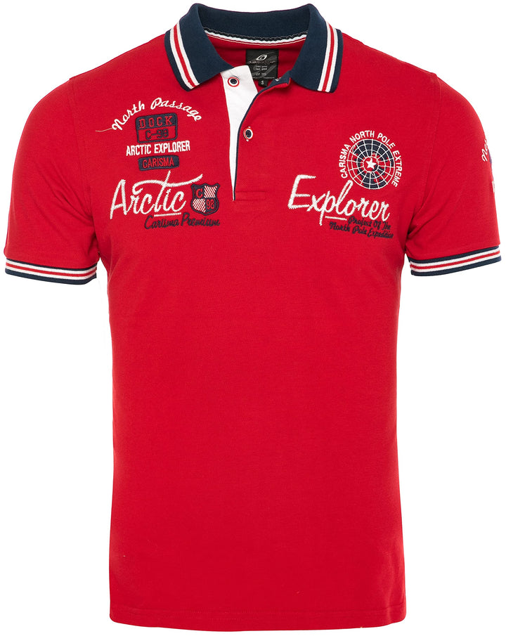 Carisma Casual Herren Poloshirt Kurzarm T-Shirt Regular Fit mit Hochwertigen Stickerei 4634 M Rot, M