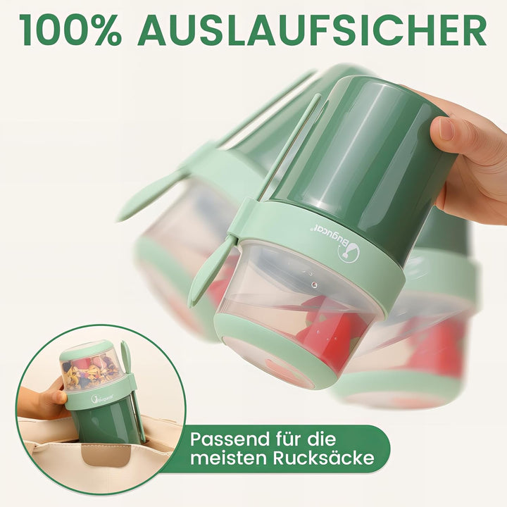 Bugucat 2in1 Müslibecher to Go 560ml+310ml, Praktischer Joghurtbecher & Müslibecher für Picknick 2er