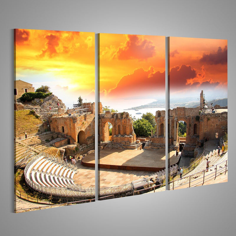 Bild Bilder auf Leinwand Taormina Theater in Sizilien, Italien Wandbild, Poster, Leinwandbild KCF