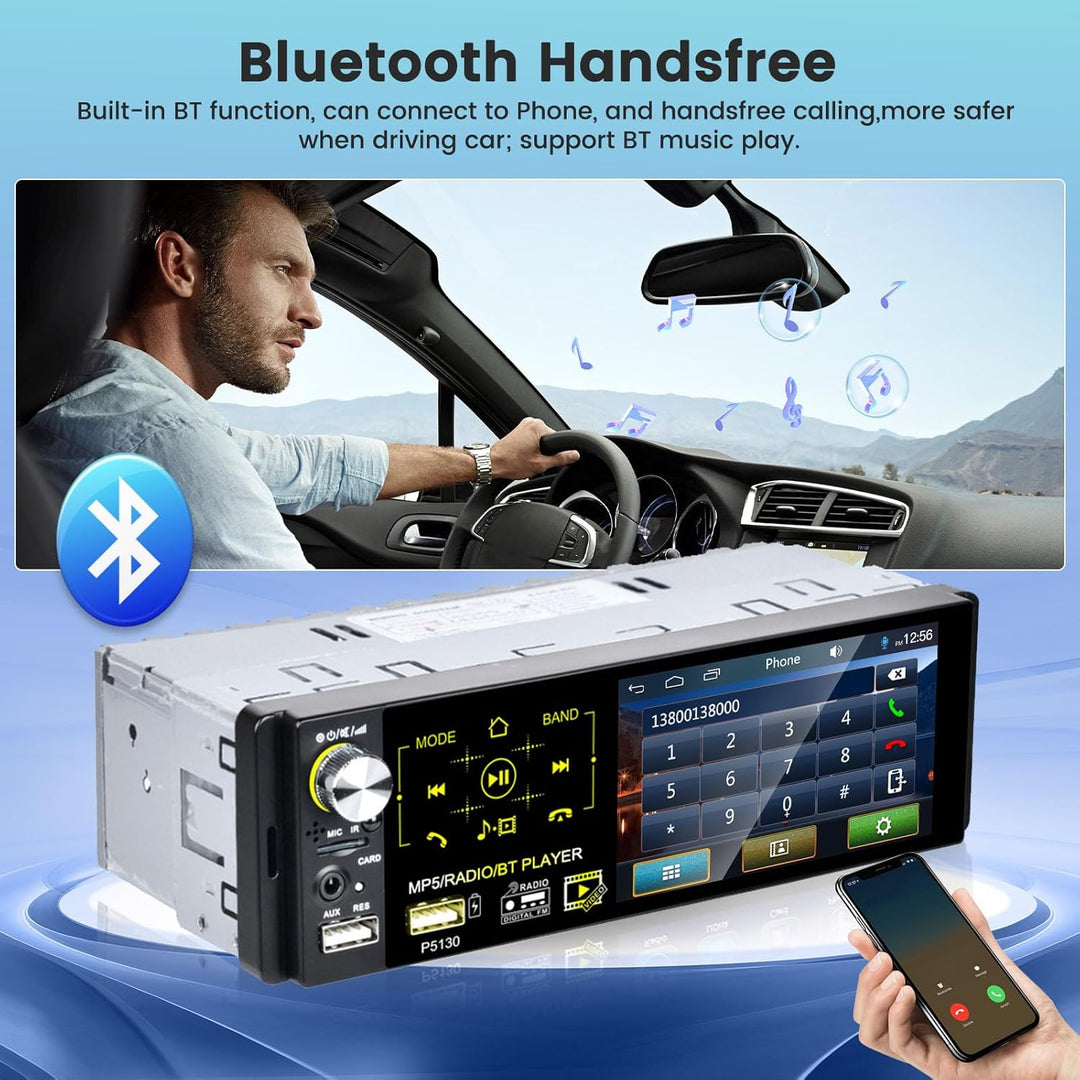 RDS Autoradio 1 Din Bluetooth Freisprecheinrichtung Autoradio mit 4.1 Zoll Bildschirm 1 Din Auto Rad