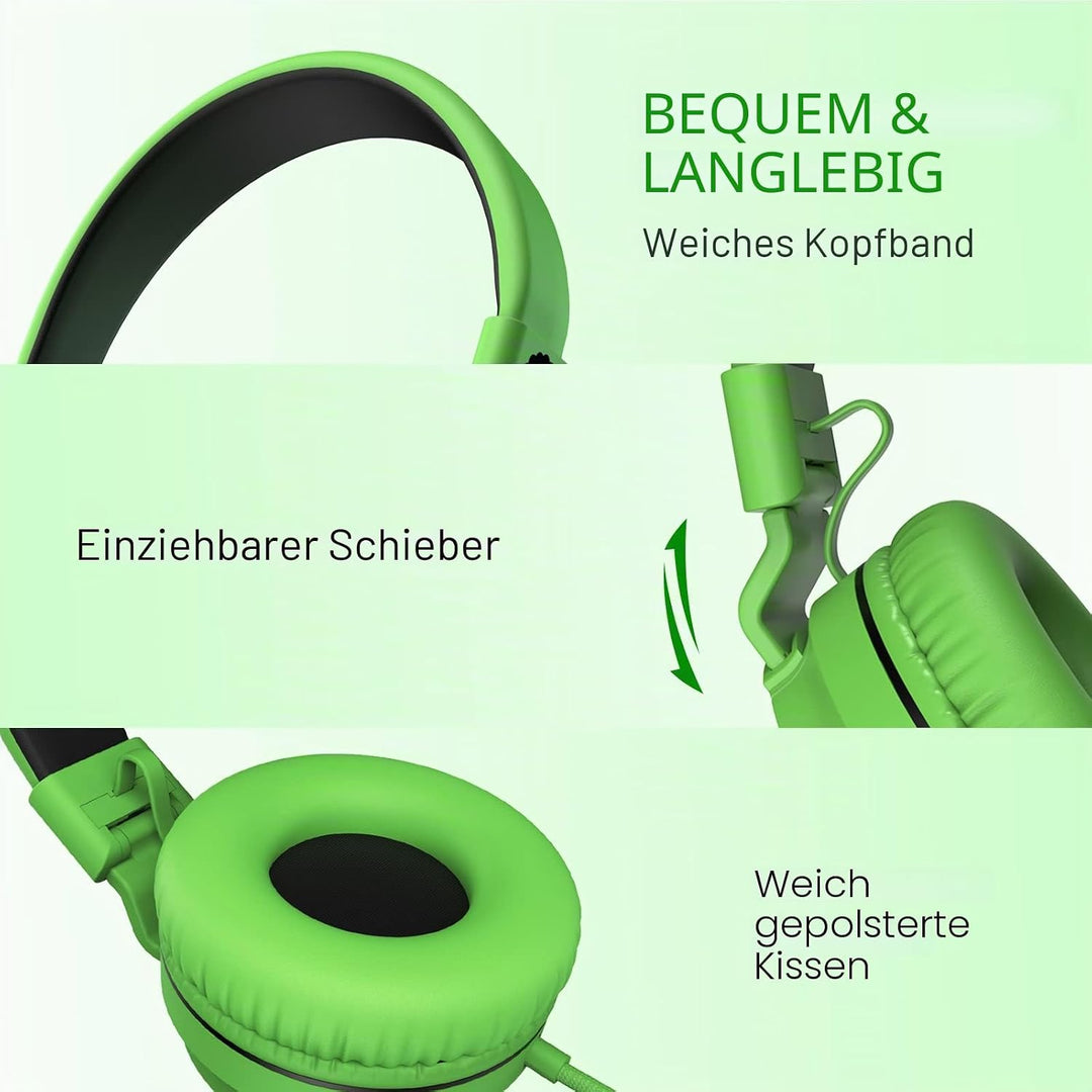 RockPapa 952 Kinder Kopfhörer mit Kabel, Kopfhörer Kinder Mädchen, HD Mikrofon, Klinke 3.5 mm, Faltb