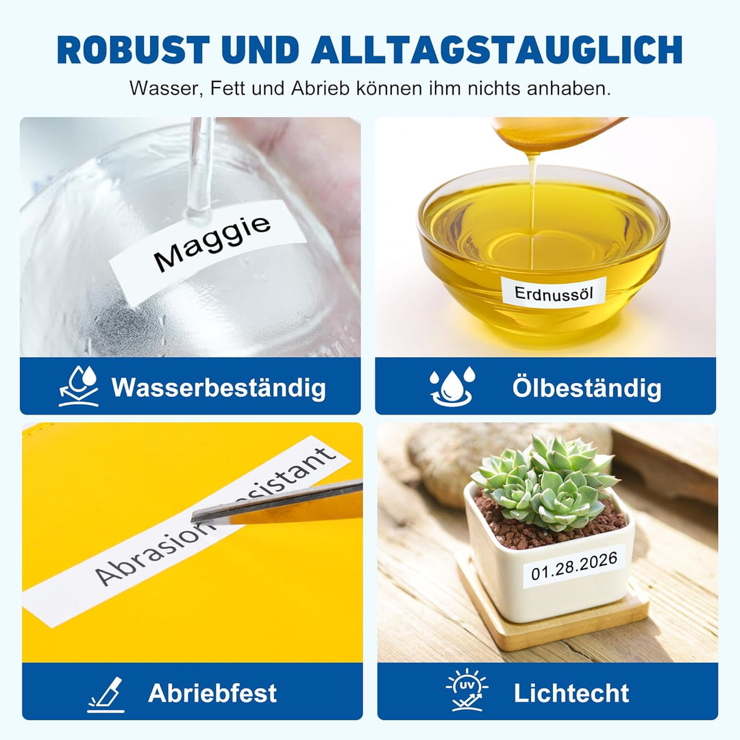 6x Hehua Ersatz für Brother Tze 231 Tz231 Schwarz auf Weiss Schriftband P Touch Tze 12mm Laminiert B