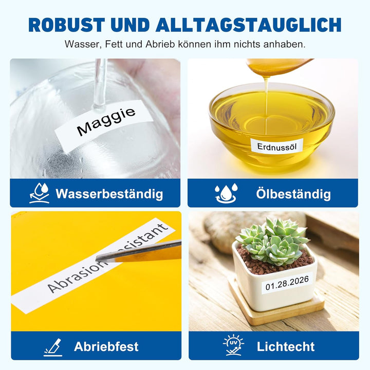 6x Hehua Kompatibel mit Brother P Touch Schriftband 12mm TZe131 TZe-231 TZe335, TZ Tape cassette 12m