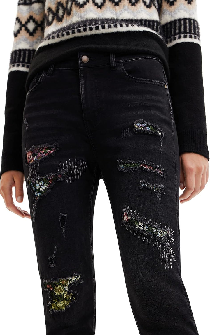 Desigual Damen Jeans 34 Schwarz, 34 Schwarz