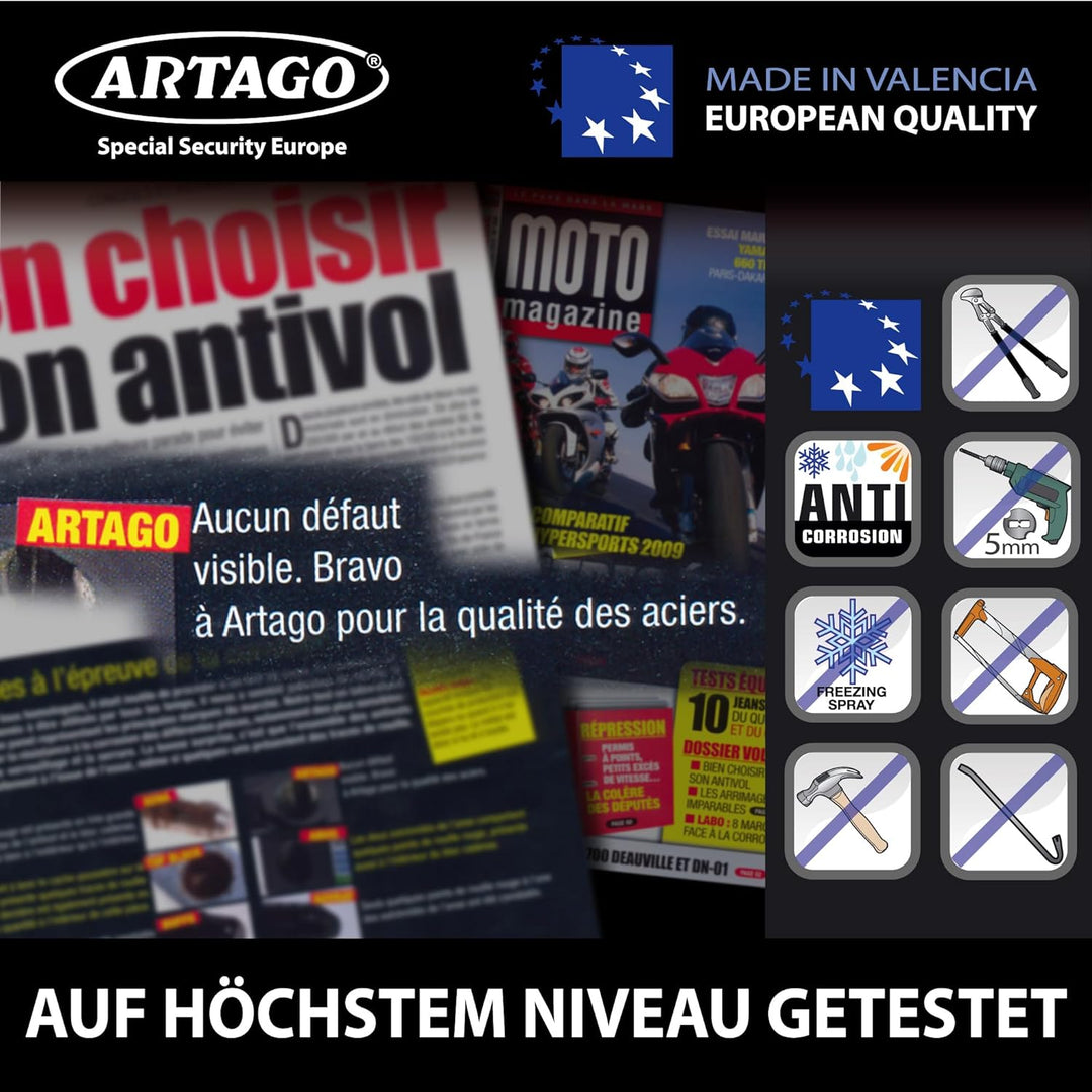 Artago 68T/B Hochwertiges Vorhängeschloss MONOBLOK Geschmiedeter Stahl Höchster Stärke, Zulassung So