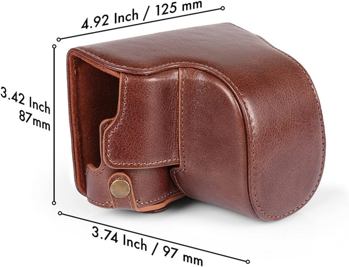 MegaGear MG1606 Leica D-Lux 7 Ever Ready Echtleder Kamera-Case mit Trageriemen - Braun, Braun