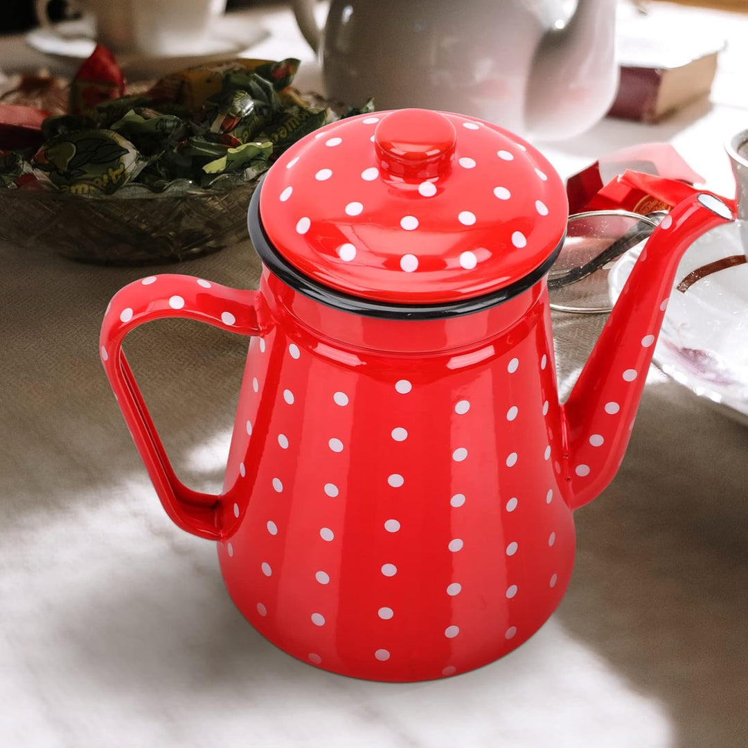 TOPBATHY Emaille-Kaffeekanne, Teekanne: Übergiessen von Milch, Wasserkrug, 1,5 l, Barista-Teekanne,