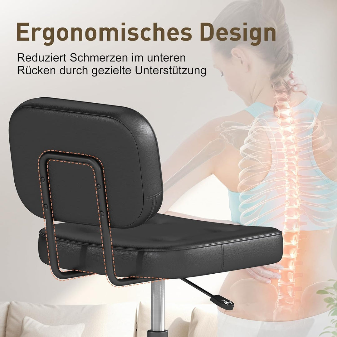 AnyGod Schreibtischstuhl ohne Armlehne für Home Office, Kompakter Drehstuhl mit Rollen &amp; Höhenverste