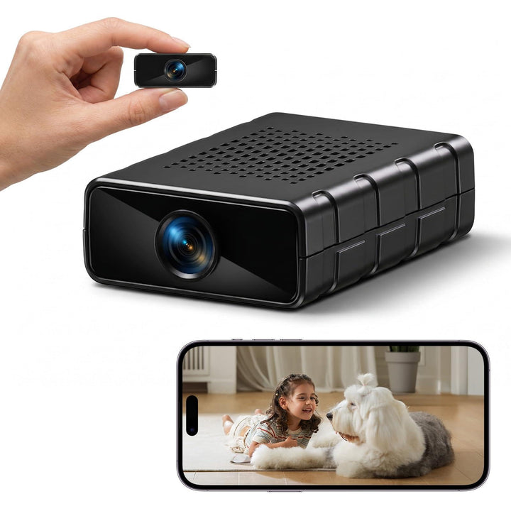 JAXION 4K Mini Überwachungskamera Innen WLAN,Kamera Live Übertragung Handy | Lange Standby Akku Kame