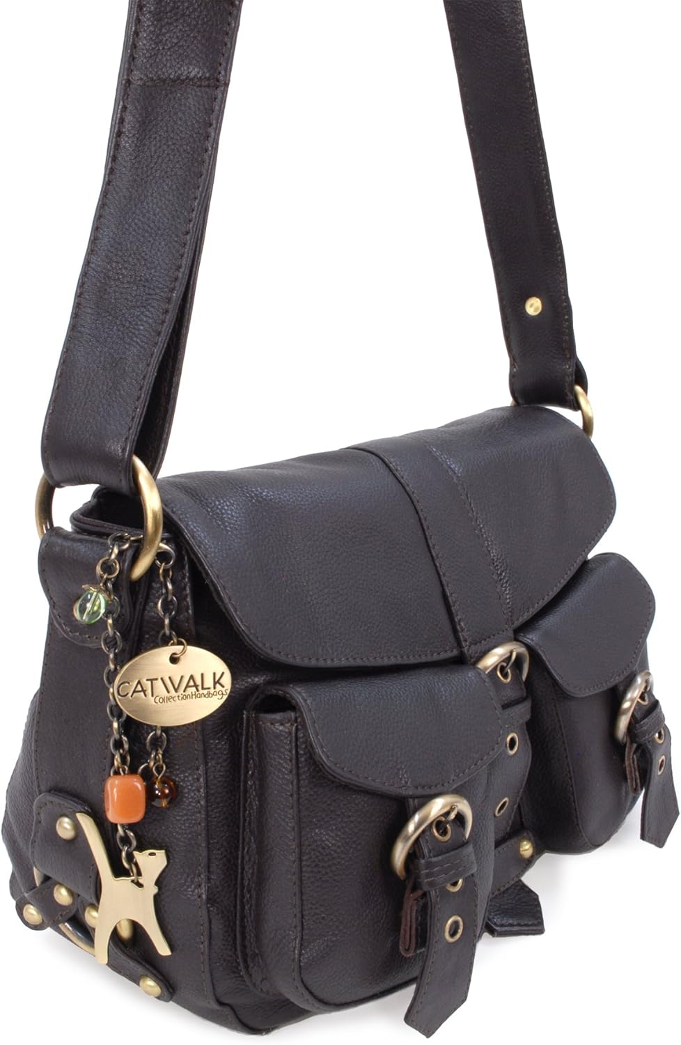 Catwalk Collection Handbags - Damen Leder Umhängetasche - Crossbody Bag/Handtasche Mittelgross - Ver