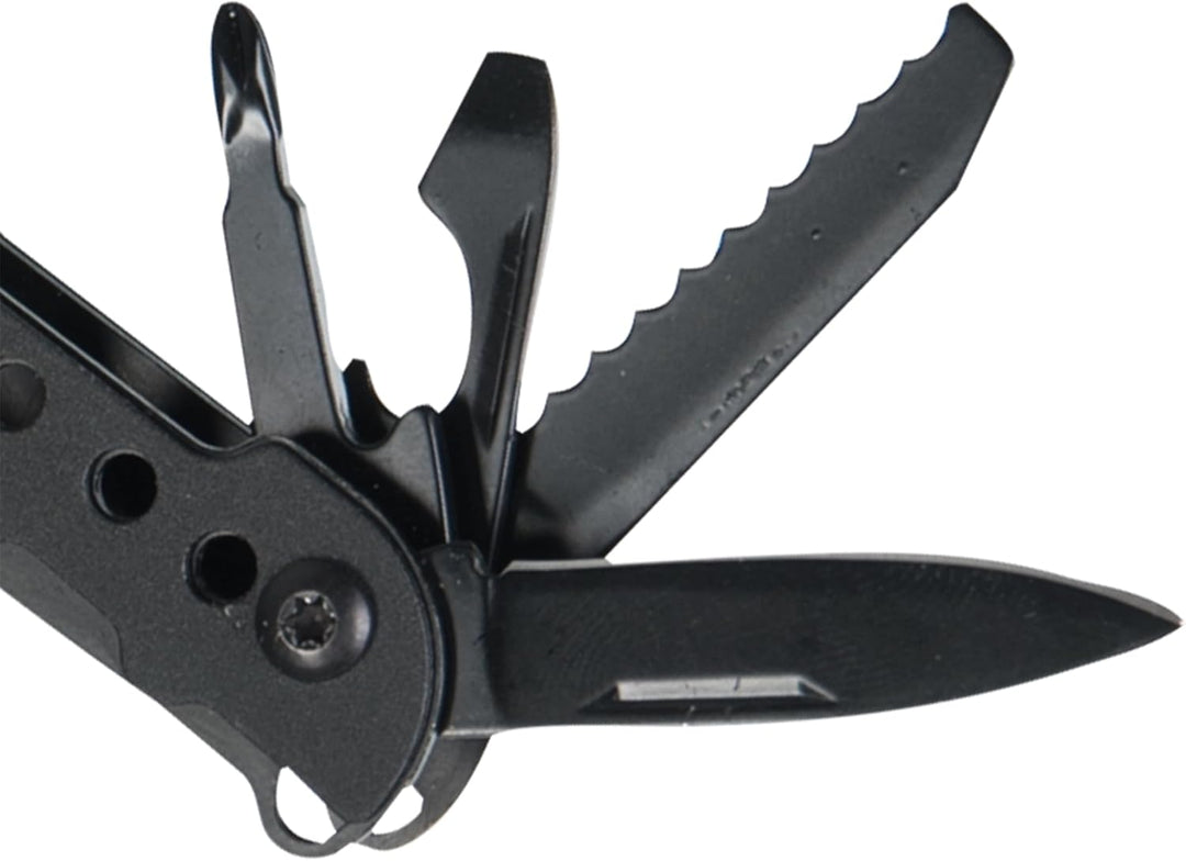 Mil-Tec Multi Tool Schwarz mit Etui • Edelstahl Multifunktionswerkzeug • Taschenwerkzeug mit Zange,