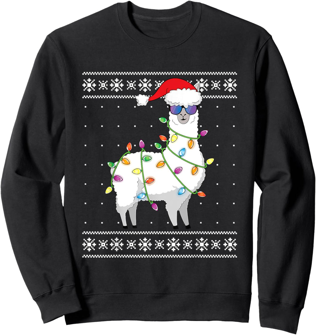 Alpaka Santa Lights Christmas Funny Ugly Christmas Sweater Sweatshirt