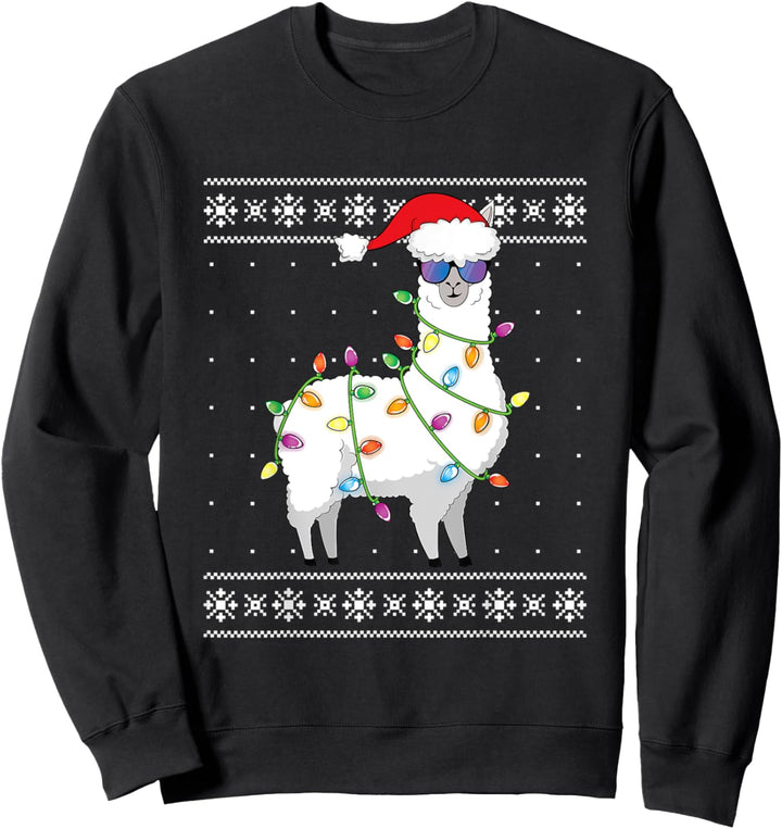 Alpaka Santa Lights Christmas Funny Ugly Christmas Sweater Sweatshirt