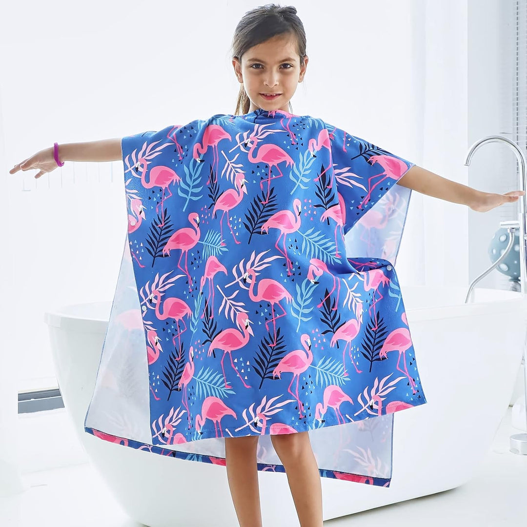 KAKU NANU Badetuch für Kinder, Strandtuch, Kinder, niedliches Motiv, Umhang, Poncho, für Kinder, Mäd