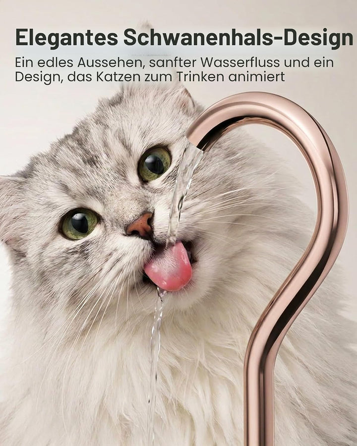 Tomxcute Katzenwasserbrunnen, 4,0 l, automatischer Edelstahl-Haustierbrunnen, Hundewasserspender, Ul