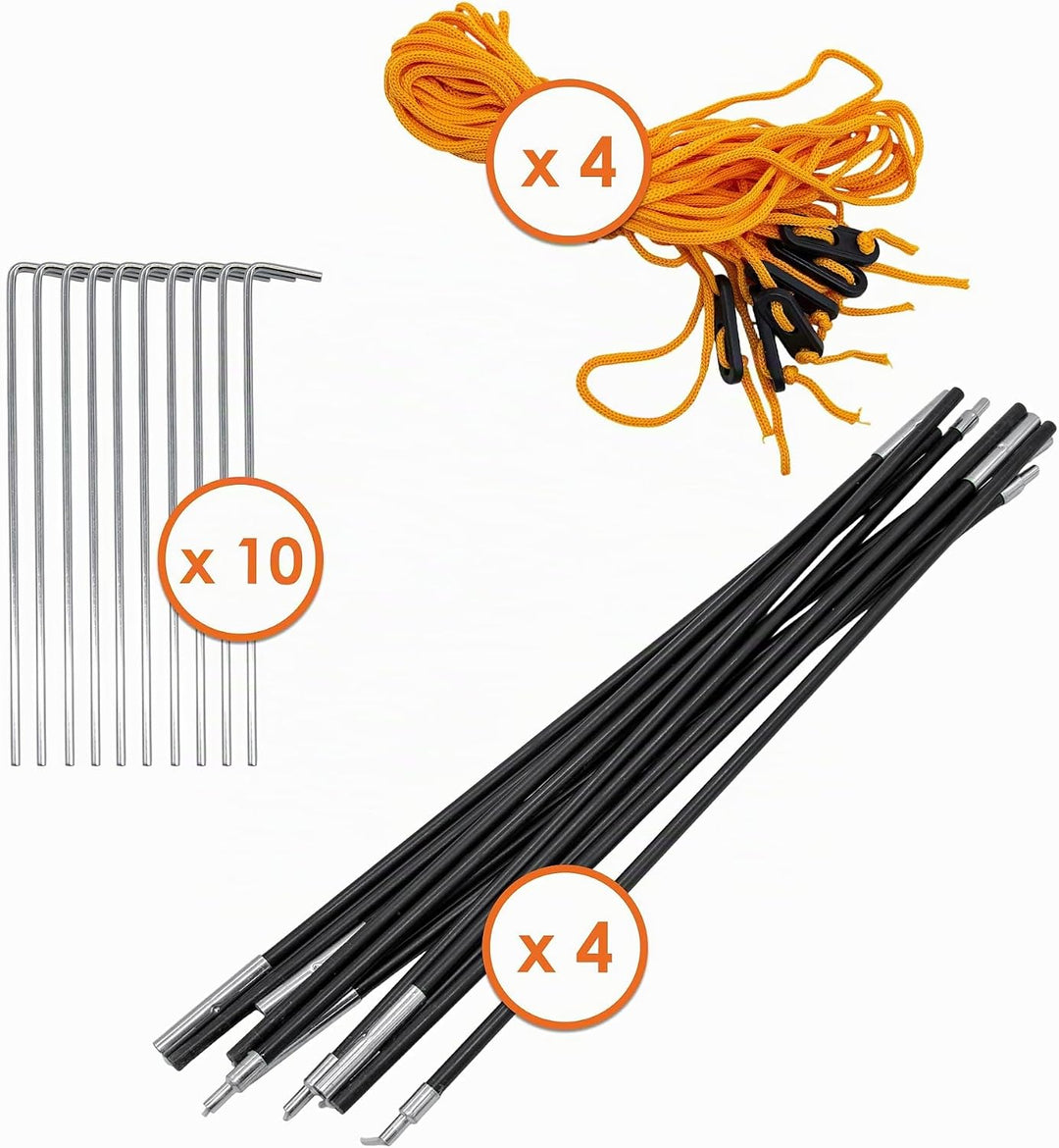 Strand Windschutz grau mit Tragetasche - 400 x 140 cm - Camping Sichtschutz mit Seil und Heringen -