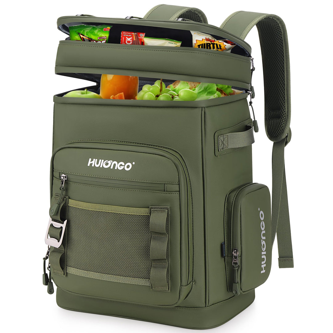 Hulongo Grosser Wasserdichter Isolierter Kühlrucksack Auslaufsicherer Faltbar Kühler Rucksack Grün,