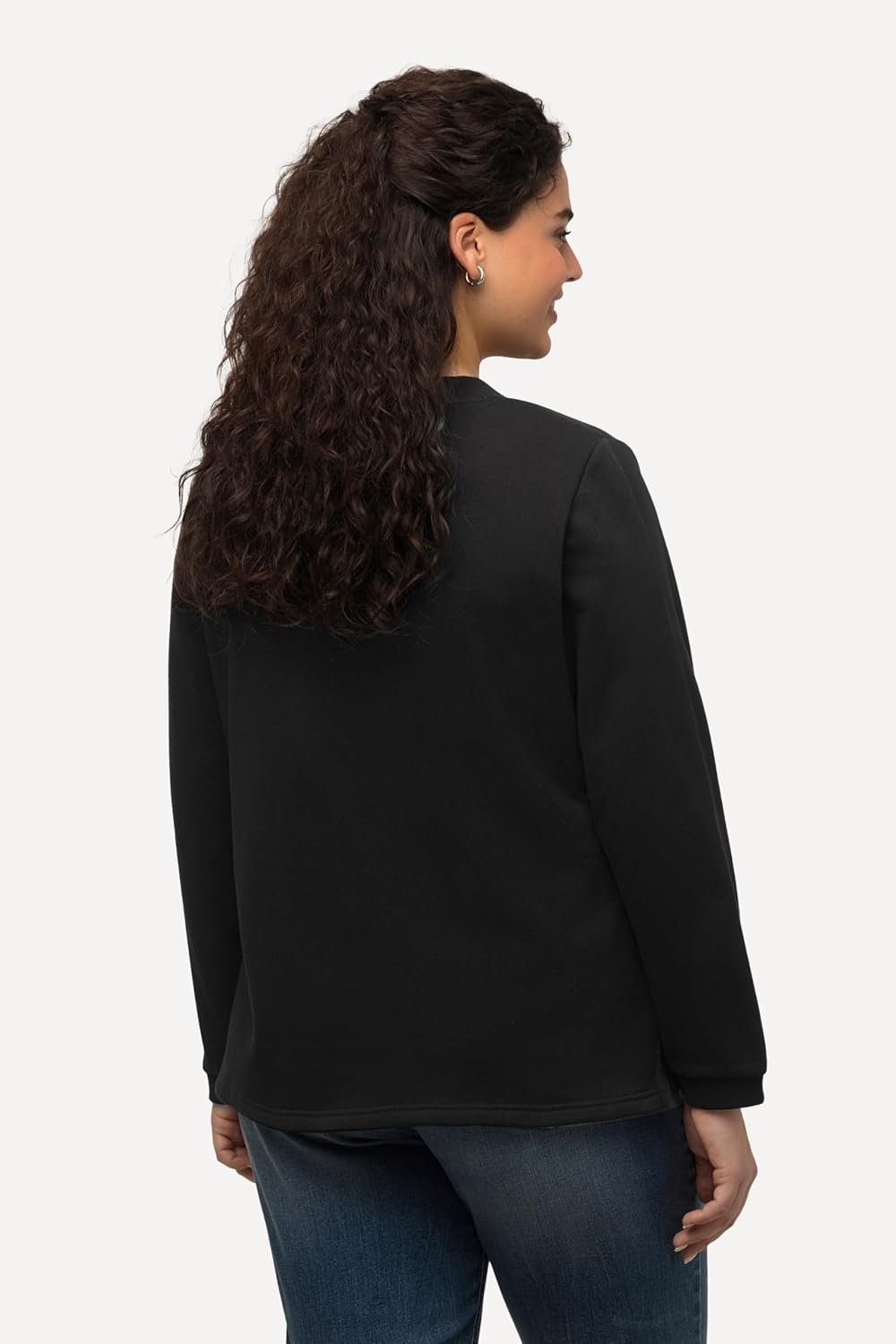 Ulla Popken Damen Toweling Sweatshirt 42-44 Grosse Grössen Schwarz, 42-44 Grosse Grössen Schwarz