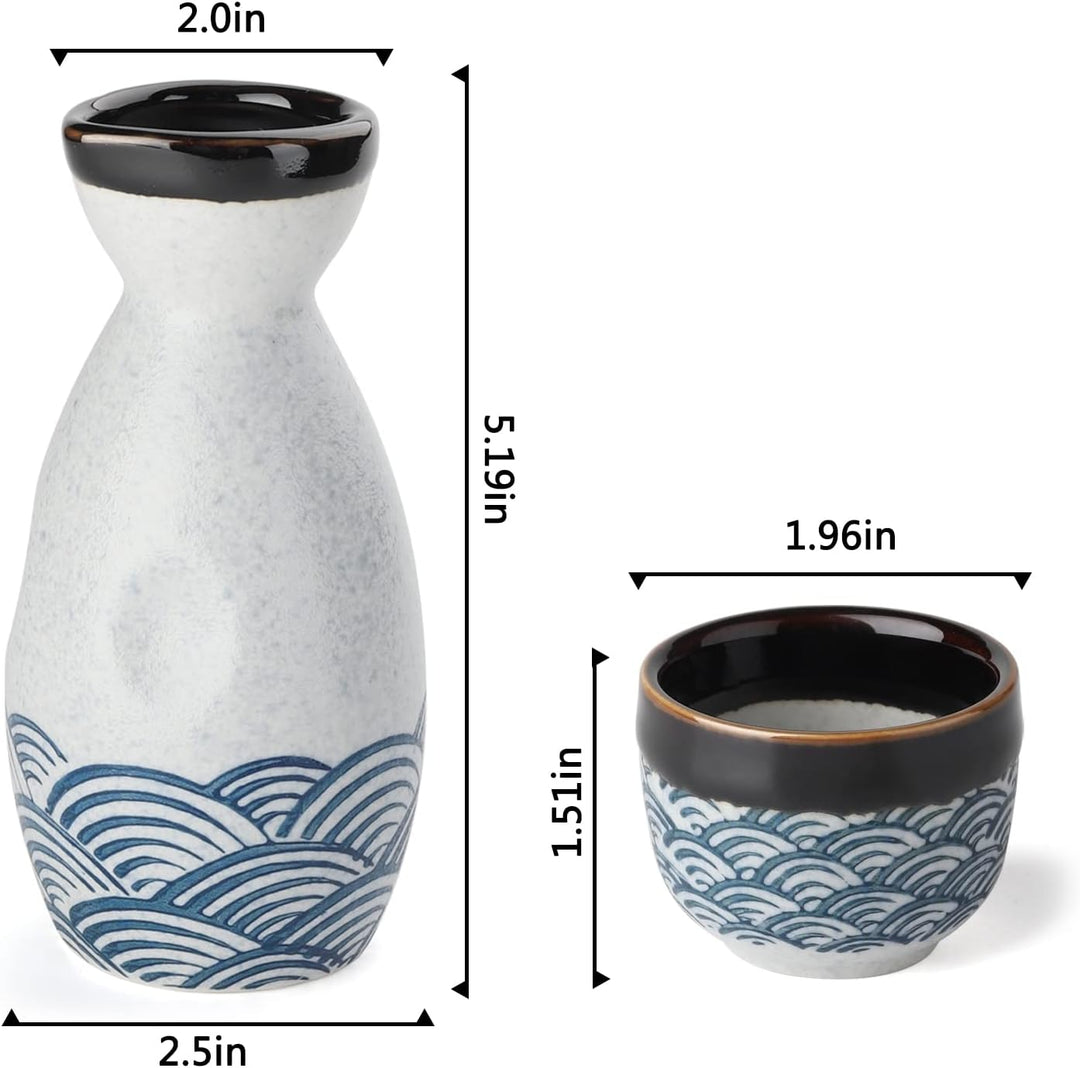 Sake-Set aus Keramik, japanischer Sake, 7 Stück, beinhaltet 1 Sake-Flasche, 6 Sake-Becher für heisse