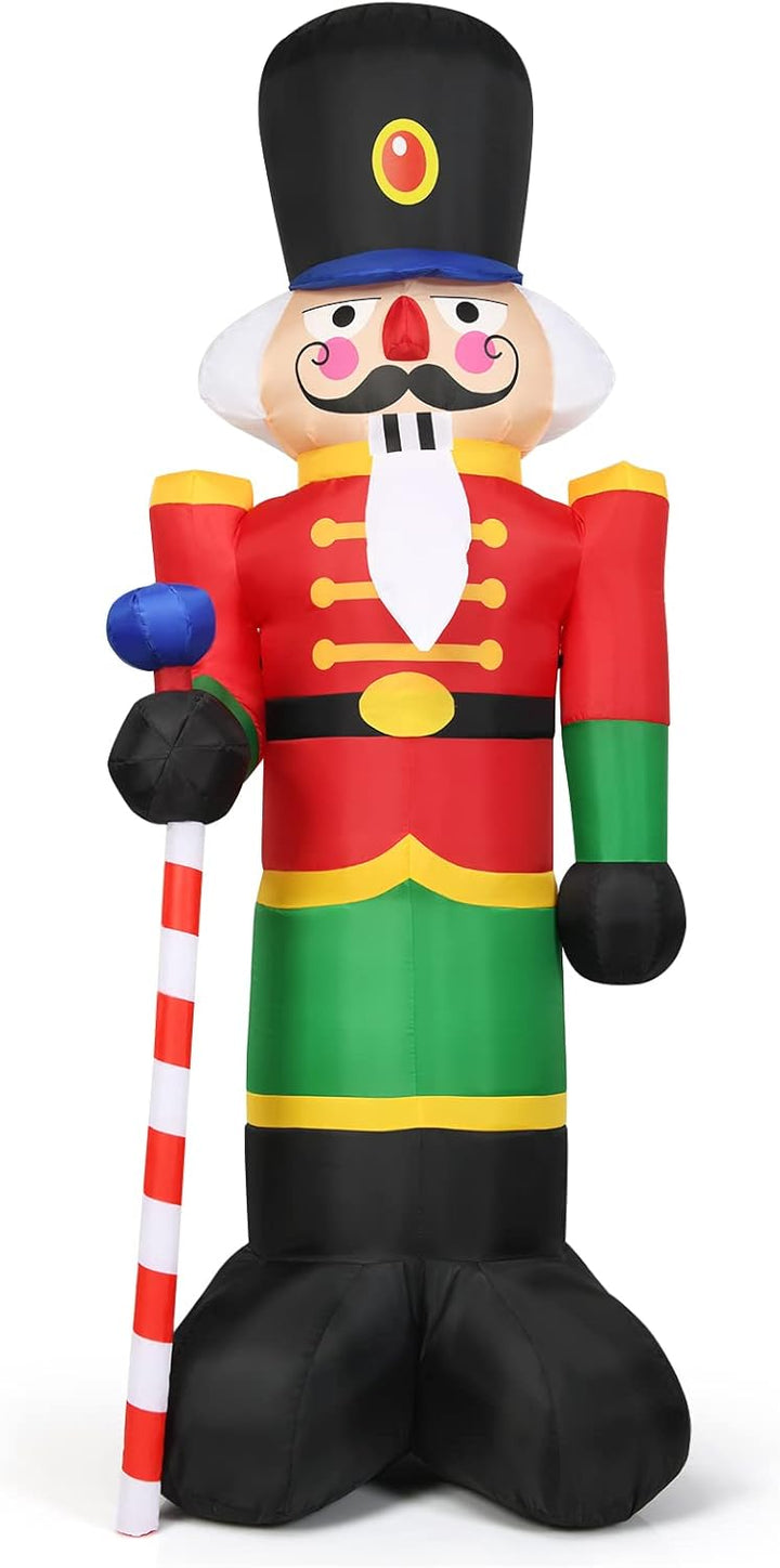 GOPLUS 240 cm Nussknacker Soldat, Aufblasbare Weihnachtsfigur, Weihnachtsdeko mit LED-Beleuchtung, m