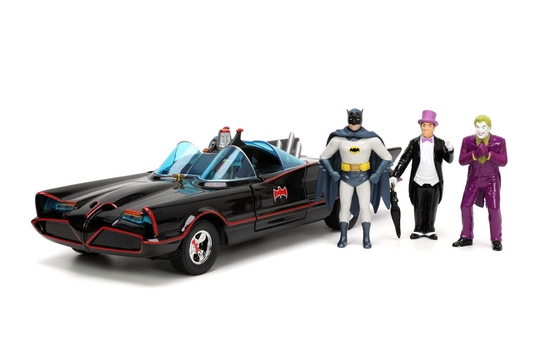 Jada Toys DC Batmobil 1966 Deluxe mit 4 Figuren - hochwertiges Modell-Set zur Batman Classic TV-Seri