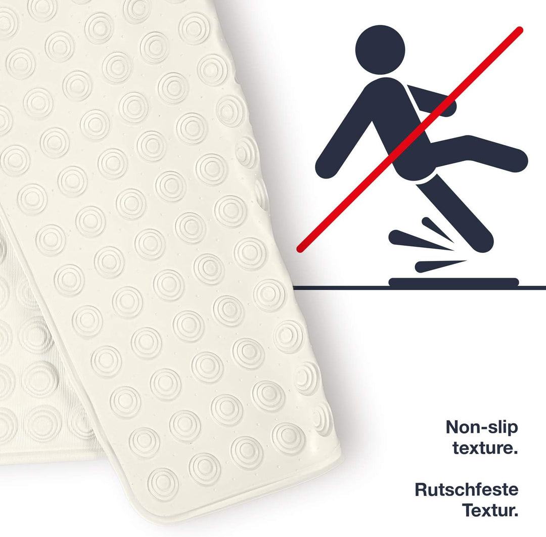 Badewannenmatte Creme: 40x104 cm - rutschfest & sehr robust - Antirutschmatte für Badewanne - waschb