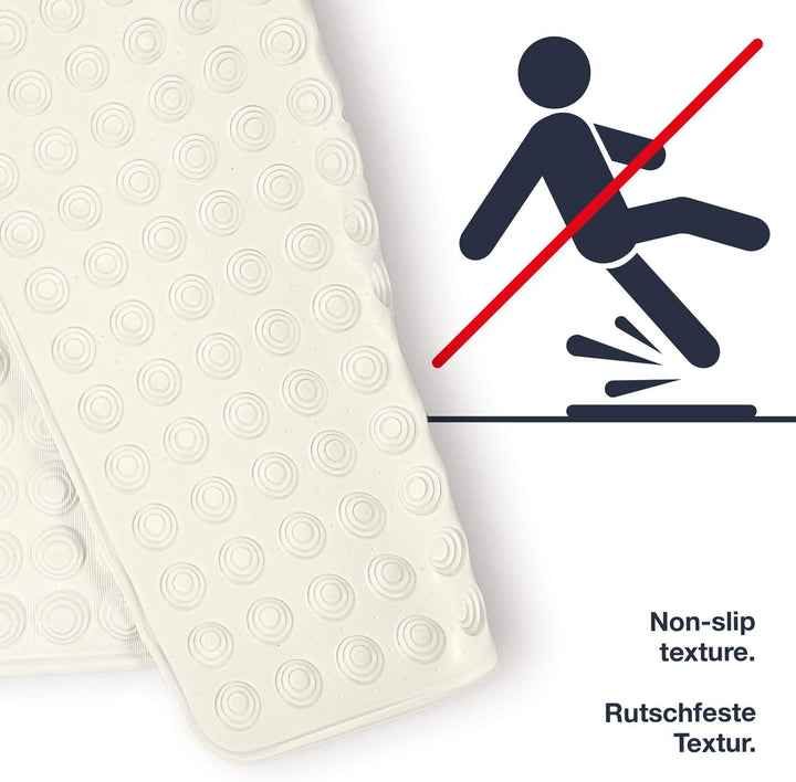 Badewannenmatte Creme: 40x104 cm - rutschfest & sehr robust - Antirutschmatte für Badewanne - waschb