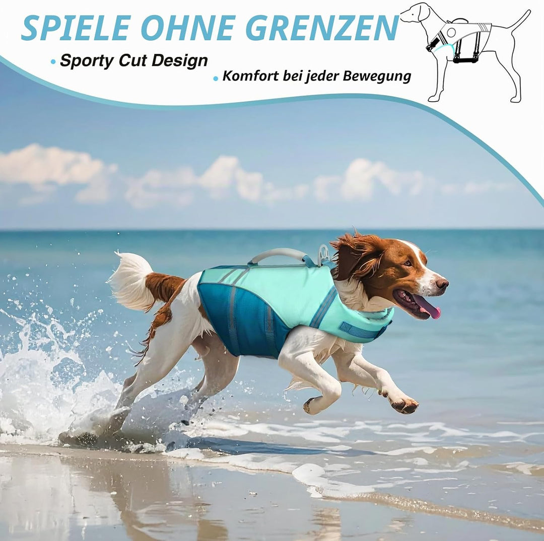 VIVAGLORY Sports Style Schwimmweste Hund, Hundeschwimmweste für Bootfahren, Auftrieb &amp; Schwimmhilfe,