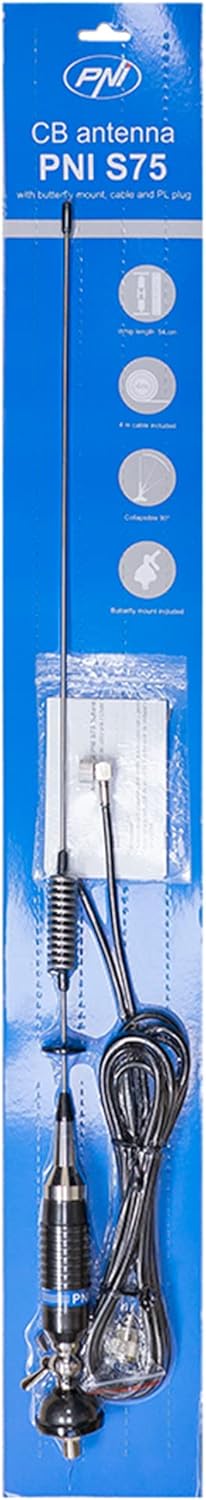 PNI S75CAB Antenne CB S75 Schmetterling, Kabelhalterung und PL-Stecker Single, Single